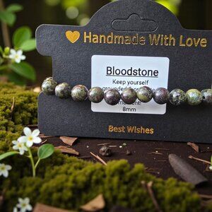 Handmade ✦ Bloodstone Bracelet ✦ 8mm Beads Stretch Fit Grounding & Protection
